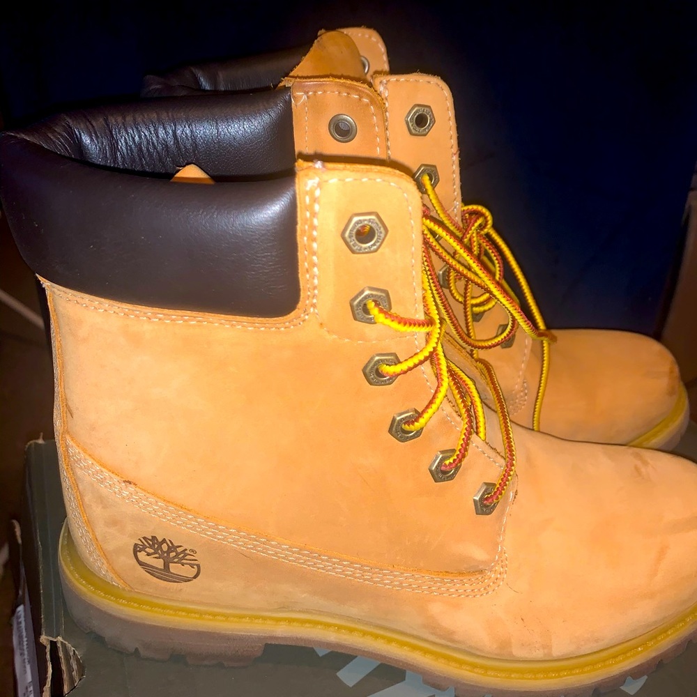Women’s Timberland construction boots.